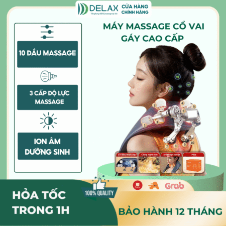 Máy Massage Cổ Vai Gáy DELAX 10 Đầu Massage Chườm Ấm Cổ Vai Gáy - MMC01