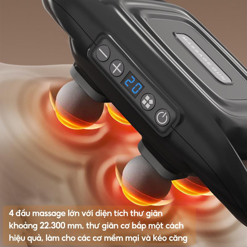 Máy Massage Cầm Tay SMS05 - DELADEP - 4 đầu massage diện tích lớn, 6 chế độ và 20 mức điều chỉnh - Ảnh 7