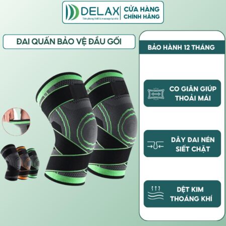 Đai Bảo Vệ Đầu Gối DBG01 - DELAX - Bó Chắc Vùng Khớp Gối, Vải Thoáng Khí, Dễ Sử Dụng