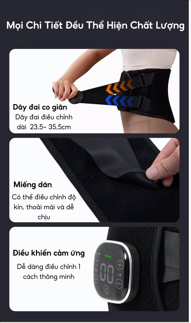 Các chi tiết chất lượng của Đai massage lưng DELAX DSB04