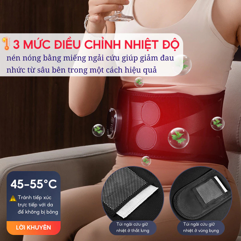 Đai massage lưng DELAX DSB04 giữ ấm vùng bụng