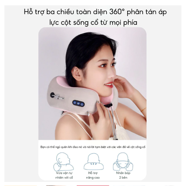 Gối Massage Cổ Chữ U GMC03 - DELAX - Massage Xoay 3D, Giảm Đau Mỏi Cổ Vai Gáy, Nhỏ Gọn - Ảnh 4