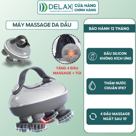 Máy Mát Xa Đầu Cầm Tay Mini MMD01 - DELAX - Nhỏ gọn, tiện lợi - Xua tan mệt mỏi