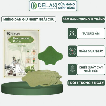 Miếng Dán Giữ Nhiệt Ngải Cứu MGN01 - DELAX - 4 vùng dán chuyên biệt, Hỗ trợ giảm đau nhức toàn thân