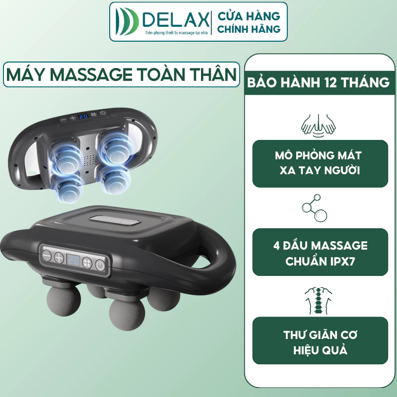 Máy Massage Cầm Tay SMS05 - DELADEP - 4 đầu massage diện tích lớn, 6 chế độ và 20 mức điều chỉnh