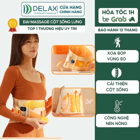 Đai Massage Lưng Cột Sống DML01 - DELAX- Làm Nóng , Giảm Đau , Hỗ Trợ Điều Trị Thoát Vị Đĩa Đệm