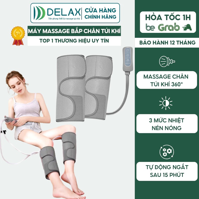 Máy Massage Bắp Chân MBC02 - DELAX - Massage Nén Khí Kết Hợp Chườm Nóng, Giảm Đau Mỏi Chân, Lưu Thông Khí Huyết Mới Nhất