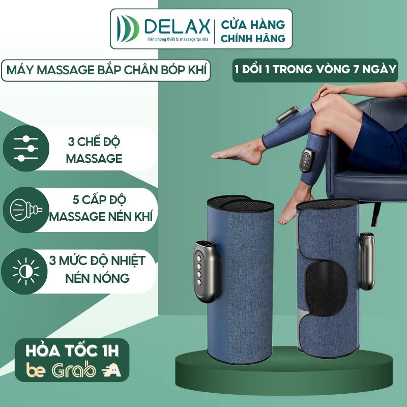 Máy Massage Bắp Chân Bắp Tay MBC01- DELAX Chườm Nóng, Khí Nén Massage Giảm Đau Mỏi, Tê Bì Giúp Lưu Thông Khí Huyết