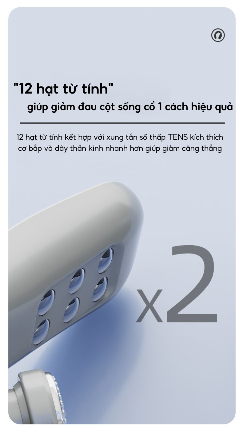 12 hạt từ tính giúp giảm đau cổ vai gáy của Máy Massage Cổ Vai Gáy DELAX MMC06