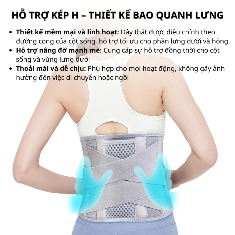 Thiết kế bao quanh lưng của Đai lưng định hình cột sống DELAX DTH01