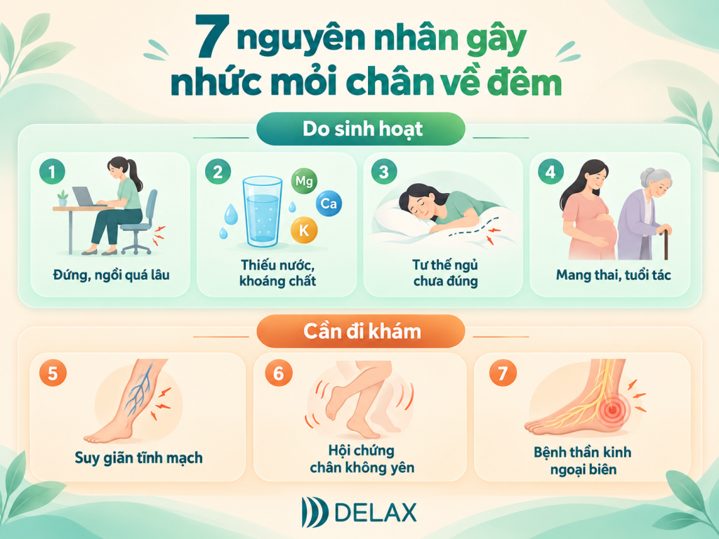 nguyên nhân nhức mỏi chân về đêm
